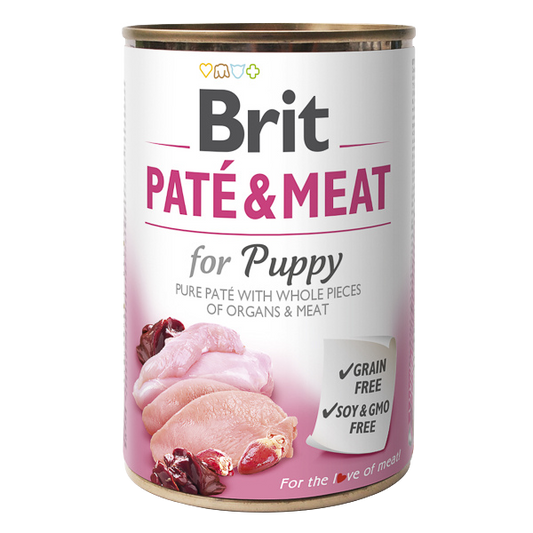 Hrană umedă câini Brit Care - Junior - Pate - Pui și Curcan - 400 g