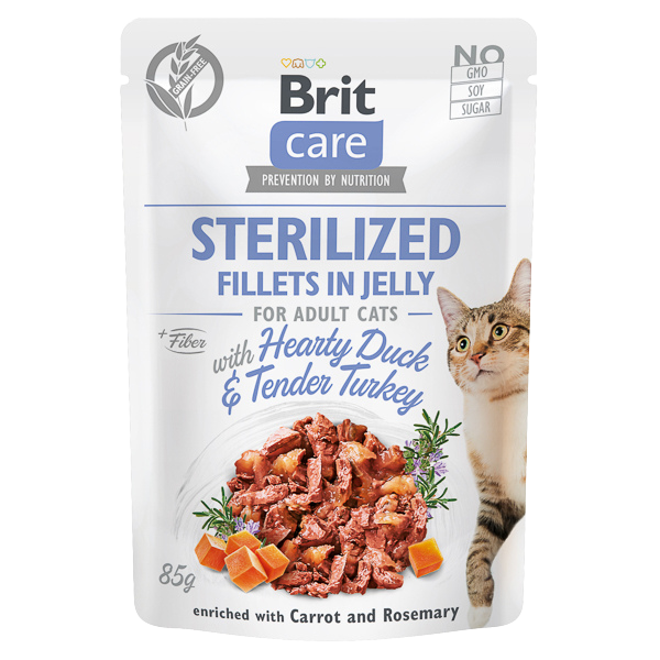Hrană umedă pisică Brit Care - Pisică sterilizată - Rață și Curcan - 85 g