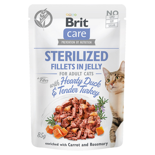 Hrană umedă pisică Brit Care - Pisică sterilizată - Rață și Curcan - 85 g