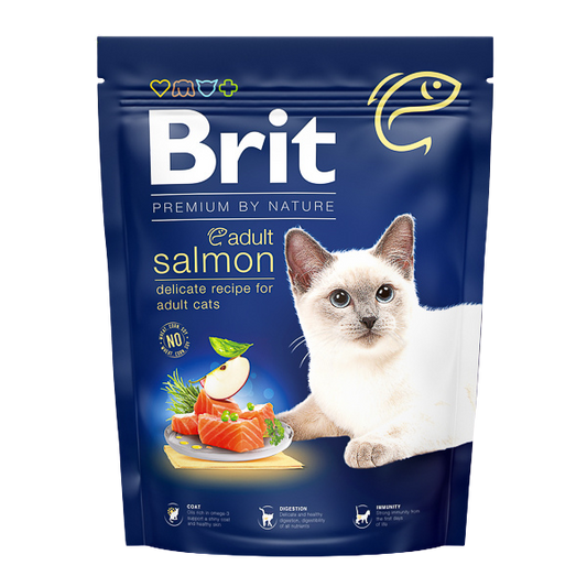Hrană uscată pisici Brit Premium - Adult - Somon - 300 g