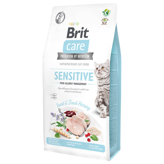 Hrană uscată pisică Brit Care - Alergii - Sensitive - Insecte și Hering - 400 g