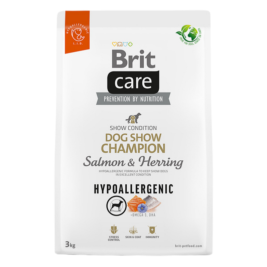 Hrană uscată câini Brit Care - Hypoallergenic Dog Champion - Somon și Hering - 3 kg