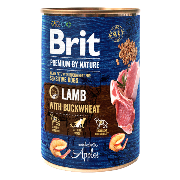 Hrană umedă câini Brit Premium - Sensitive - Miel și Hrișcă - 400 g