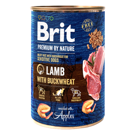 Hrană umedă câini Brit Premium - Sensitive - Miel și Hrișcă - 400 g