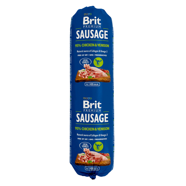 Hrană umedă câini Brit Premium - Salam - Pui și Vânat - 800 g