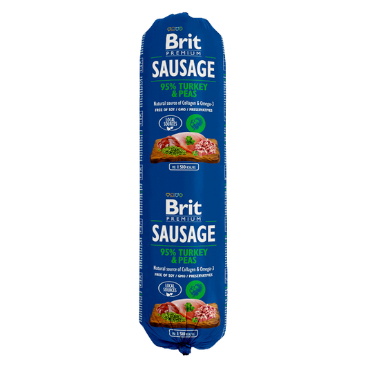 Hrană umedă câini Brit Premium - Salam - Curcan și Mazăre - 800 g