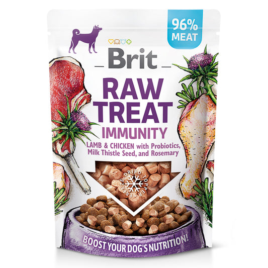 Recompense câini Brit Care Raw Treat - Imunitate - Miel și Probiotice - 40 g.