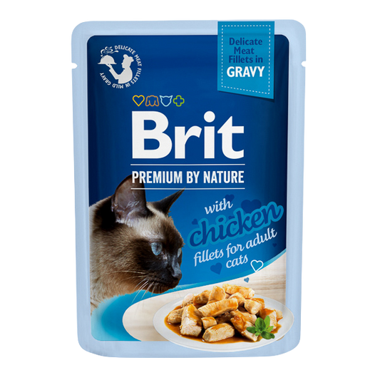 Hrană umedă pisică Brit Premium - Felii de carne - Adult - Pui - 85 g