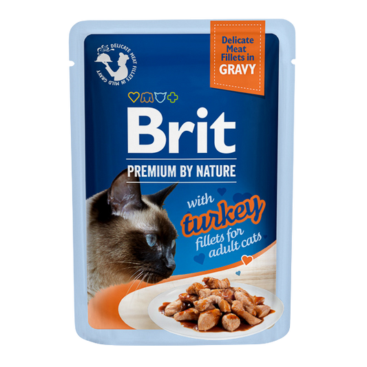 Hrană umedă pisică Brit Premium - Felii de carne - Adult - Curcan - 85 g