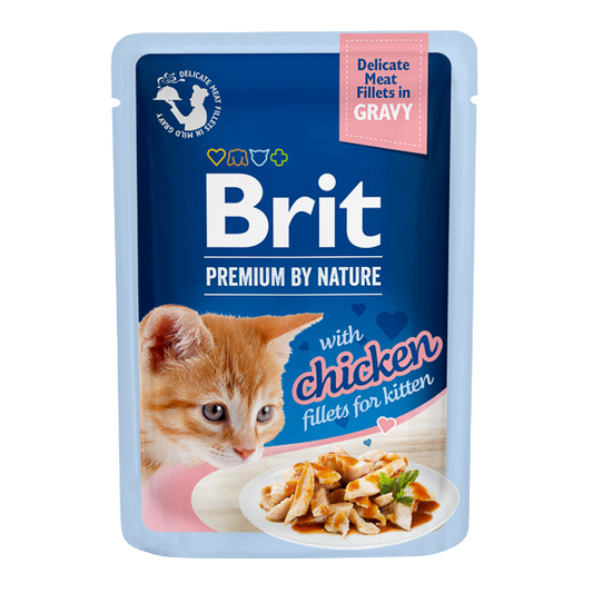 Hrană umedă pisică Brit Premium - Felii de carne - Junior - Pui - 85 g