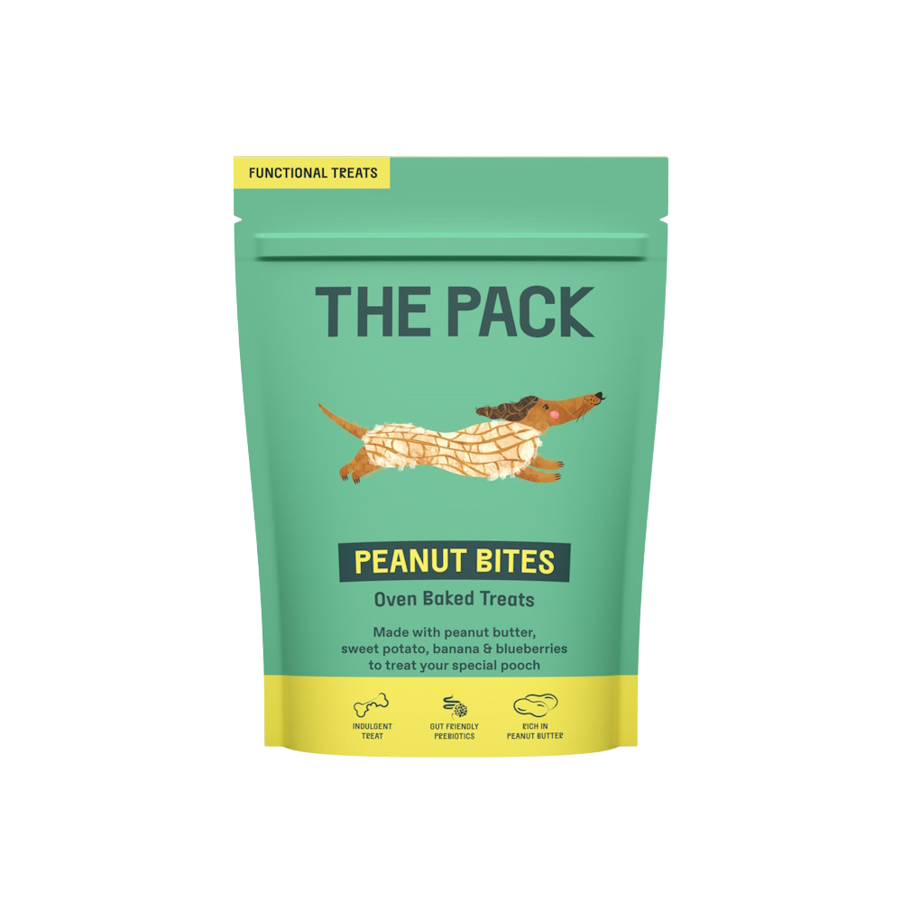 Recompense câini The Pack - Peanut Bites - Unt arahide și Cartof dulce - 100 g