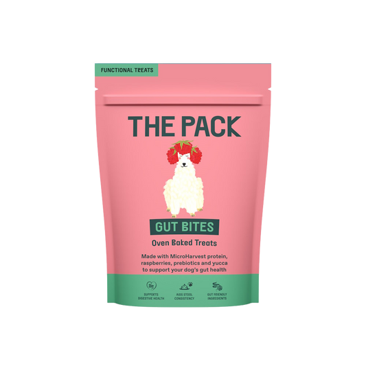 Recompense câini The Pack - Gut Bites - Zmeură și Prebiotice - 100 g