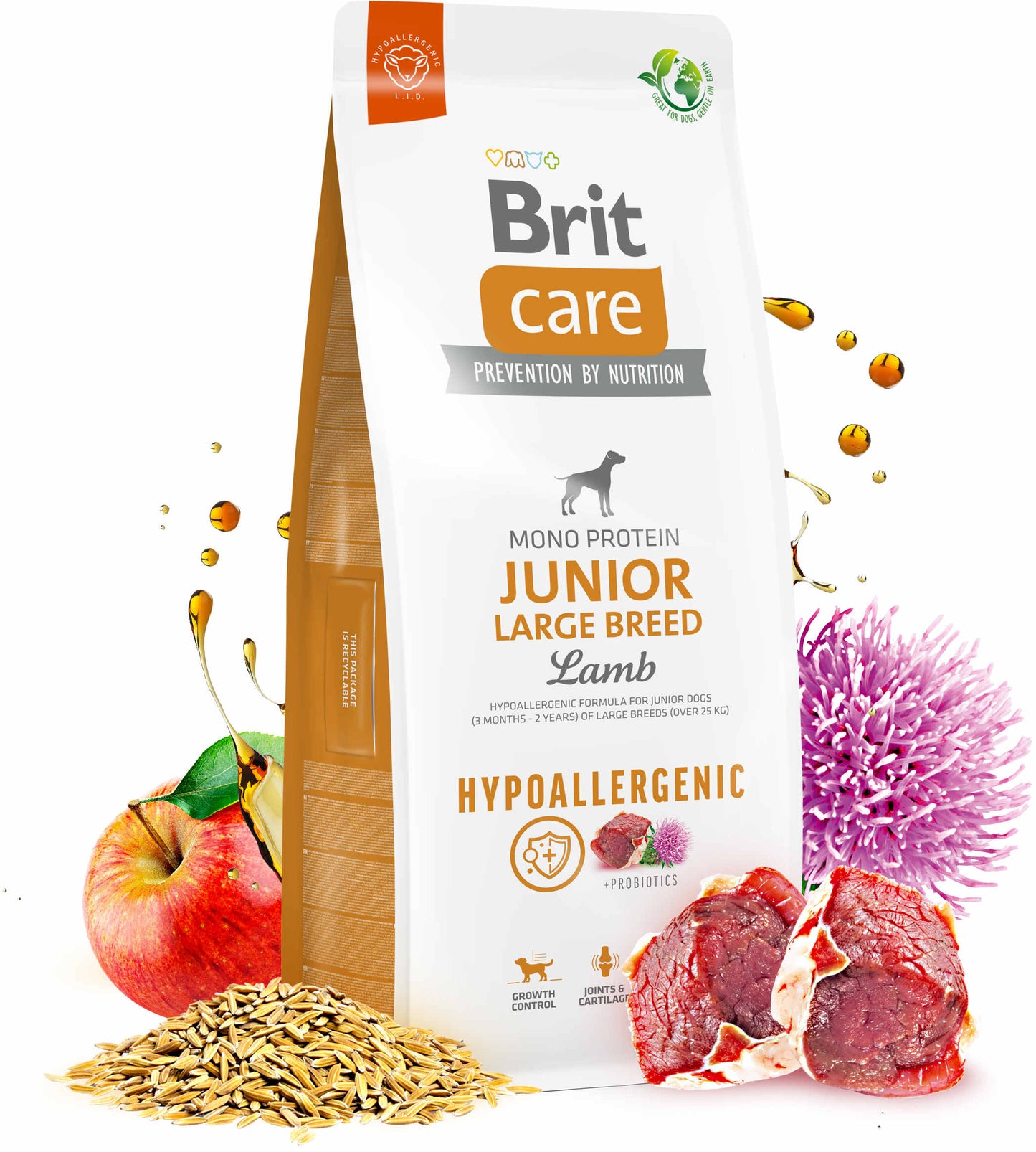 Hrană uscată câini Brit Care - Junior - Talie mare - Hypoallergenic - Miel - 3 kg