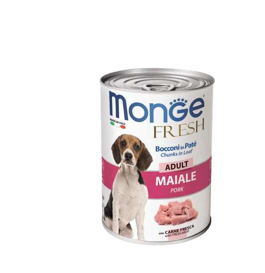 Hrană umedă câini Super-premium Monge - Adult - Porc - 400 g